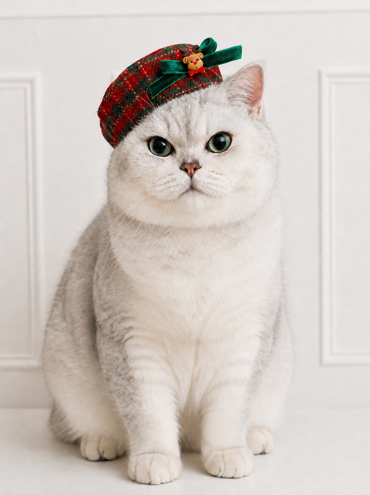 Plaid beret for cats and small dogs